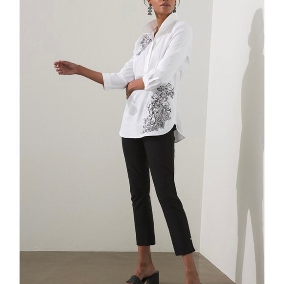 Chico's Tops - Chico's Embroidered Paisley Tunic White Color Sz 18 NWT